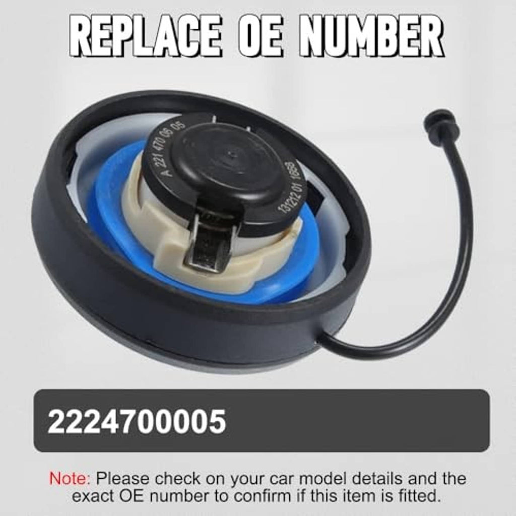 Fuel tank gas cap assembly with black outer ring, inner cap, and tether