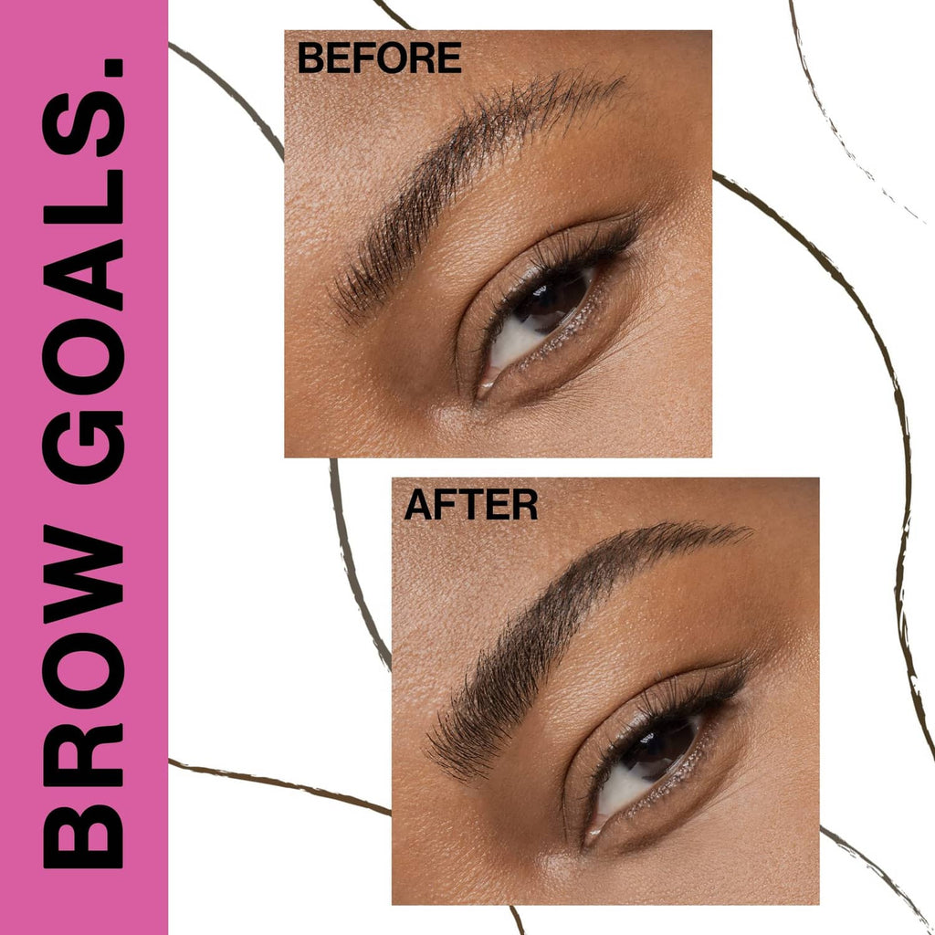 Eyebrow grooming before-and-after look with defined brows