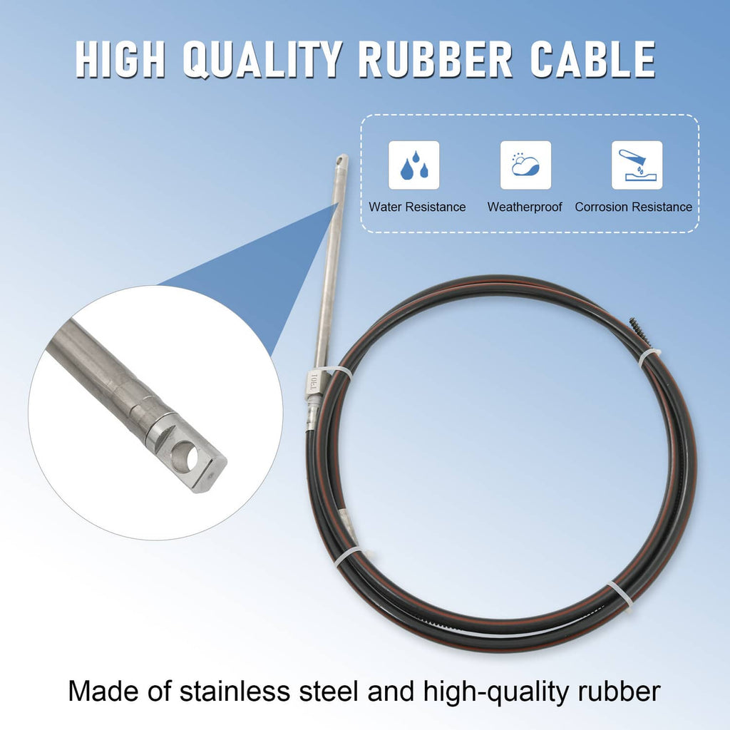 High-quality steering cable set with stainless rod and black rubber hose cable loop