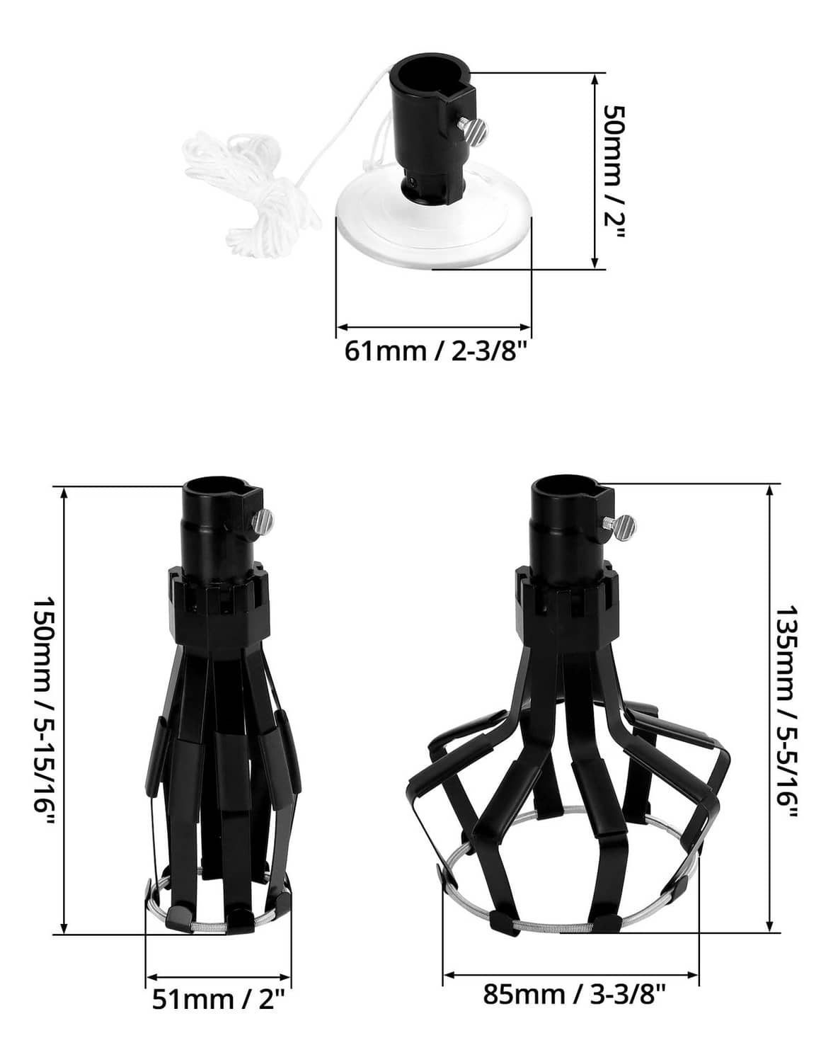 Black suction cup light bulb changer with tripod grips and round base head