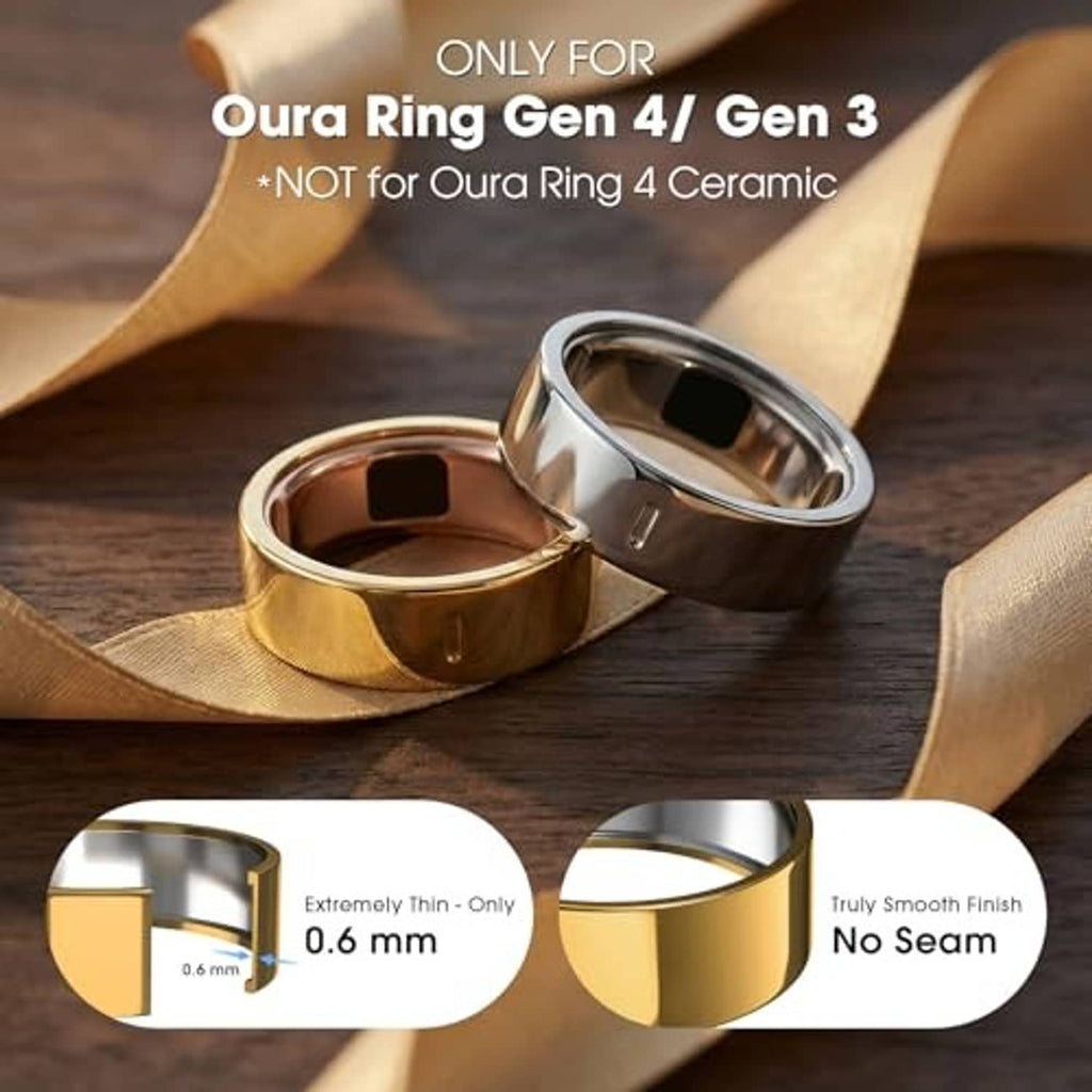 Silver and gold high-gloss Oura Ring covers, open band design for size 8