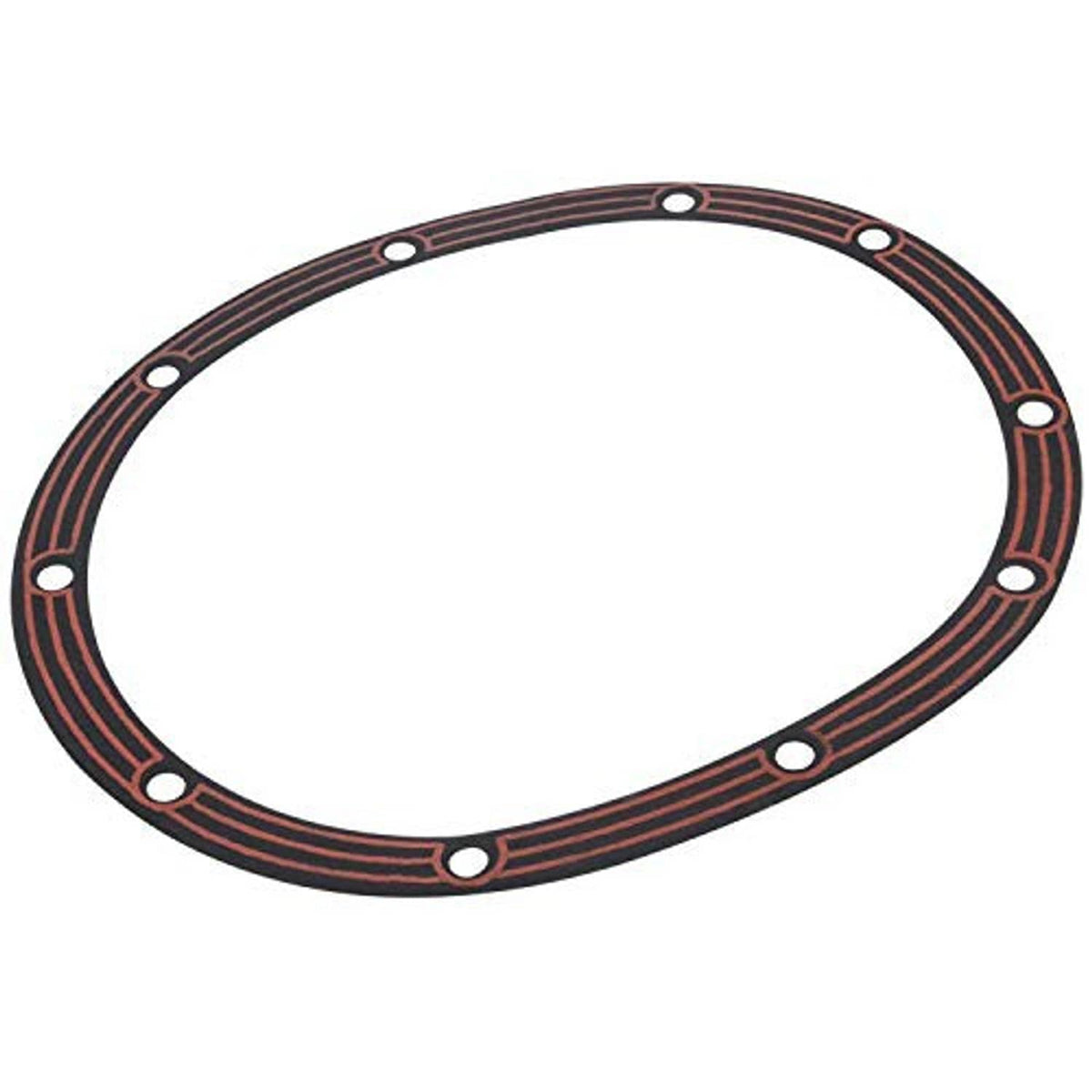 Differential cover gasket ring, dark red-brown stripes and bolt holes around edge