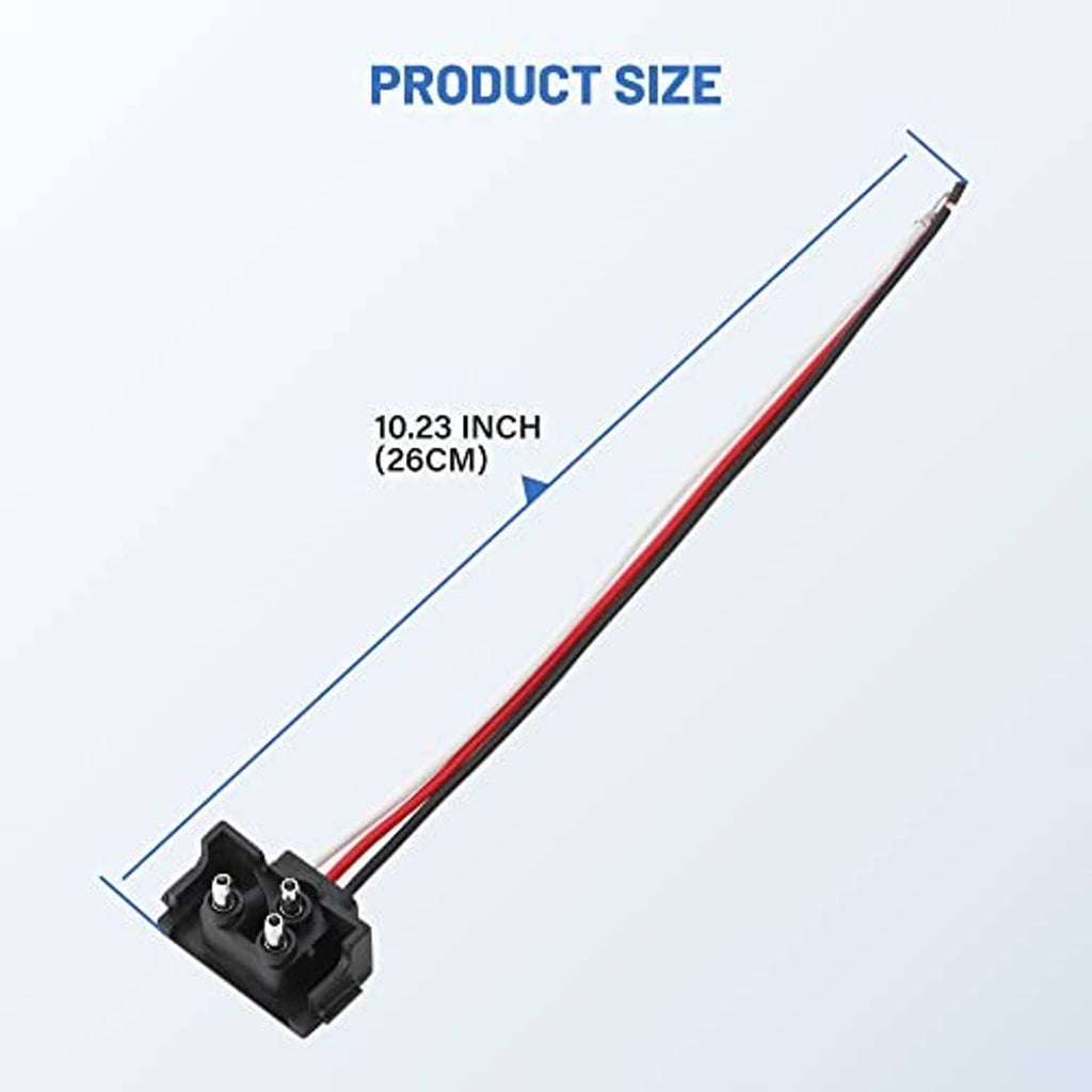 Right-angle 3-pin pigtail harness cable, 10.23 in with black plug and three-color wires