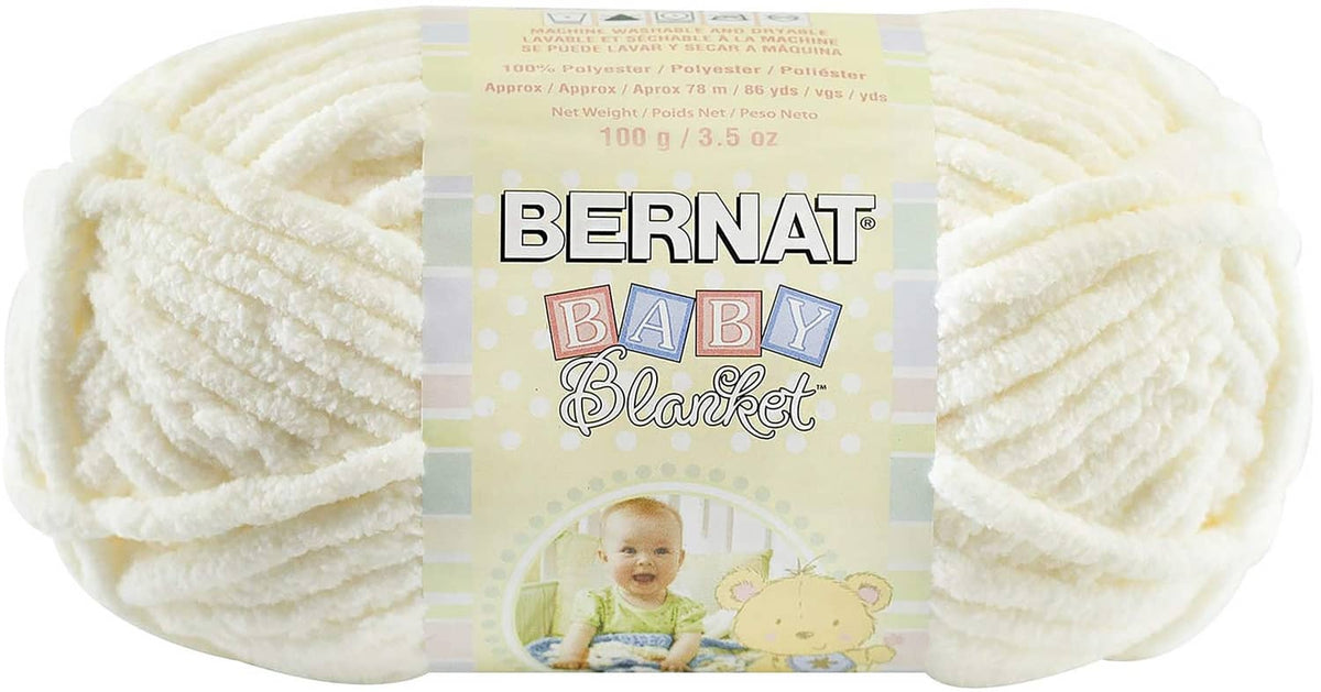 Chenille baby blanket yarn skein, soft white chenille with label