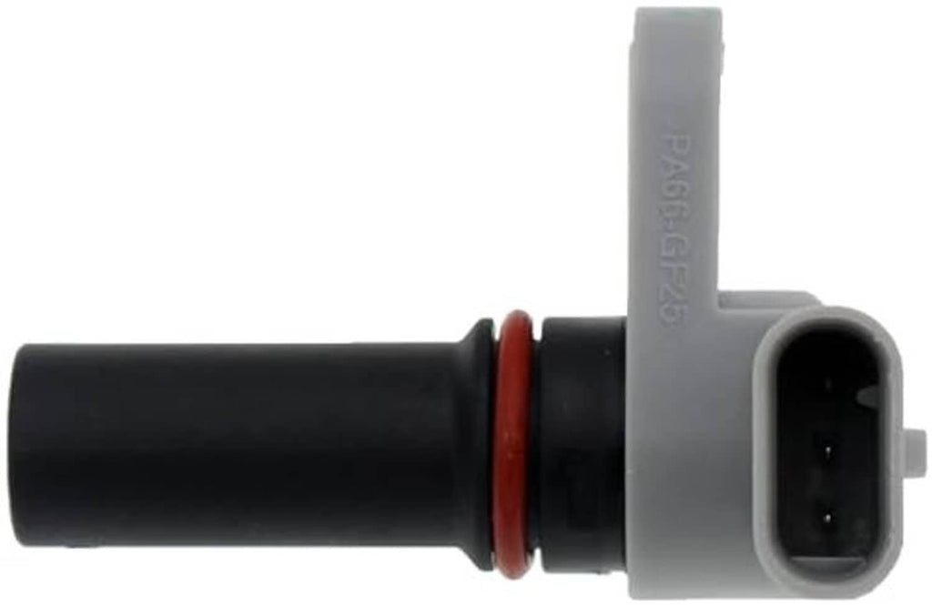 Engine camshaft position sensor with gray 3-pin plug, black body, red O-ring