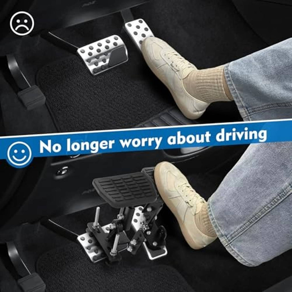 Car brake pedal extender with textured footrest and adjustable stand for comfort