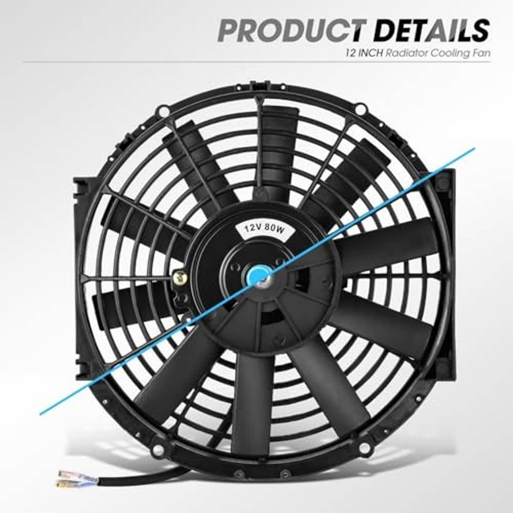 12-inch electric radiator cooling fan, black blades and center motor hub