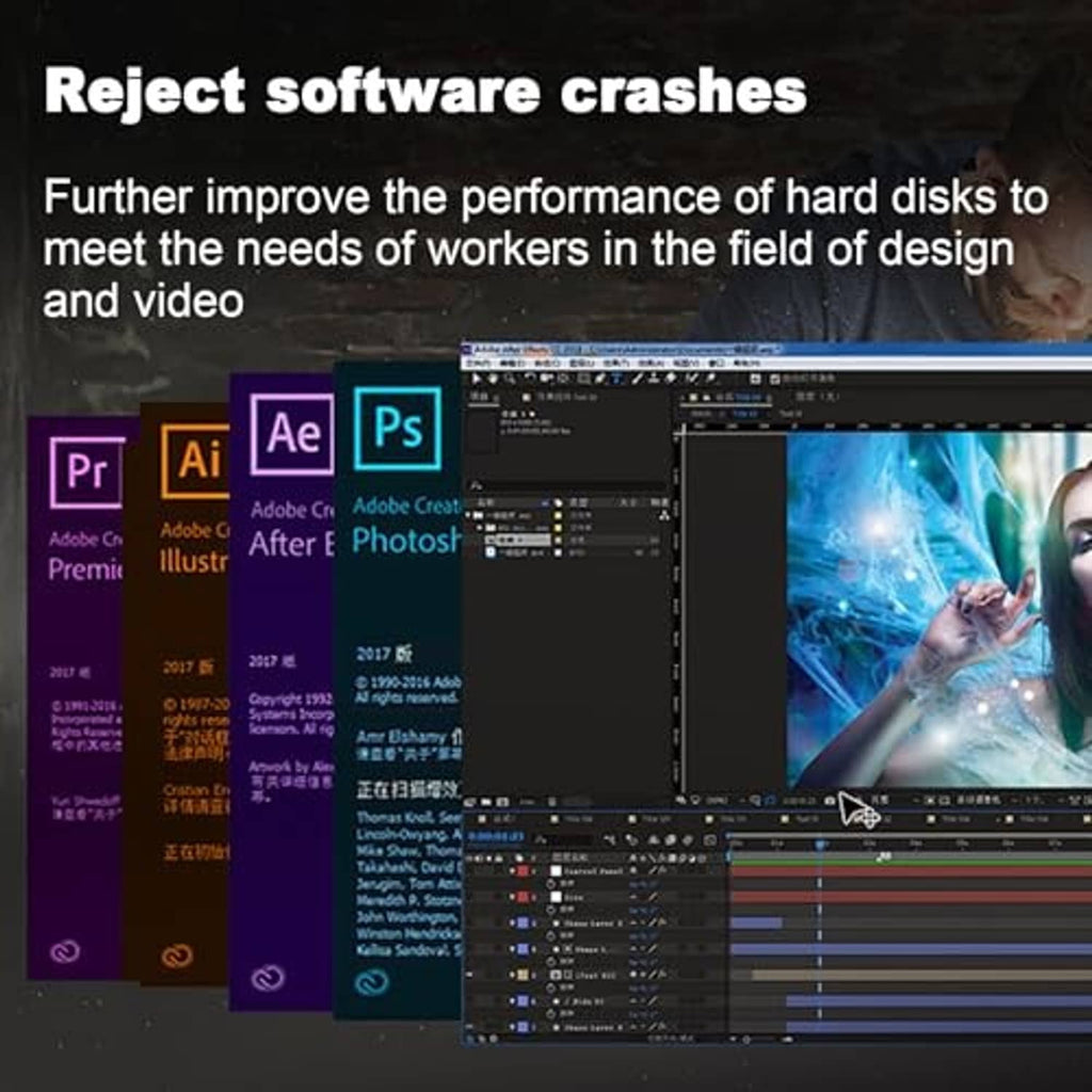 PCIe adapter card software crash graphic with editing app icons