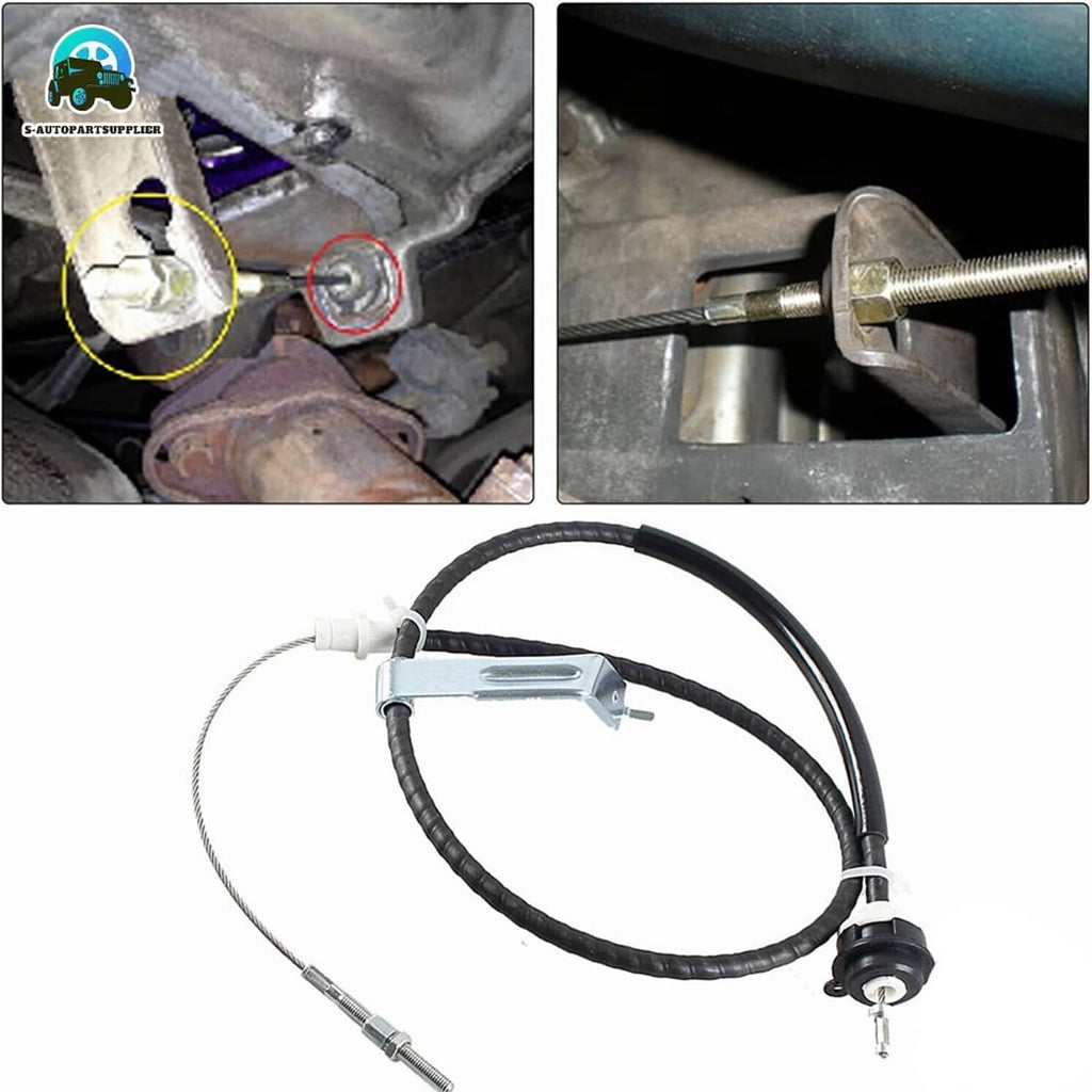 Adjustable clutch cable with metal bracket and black release housing