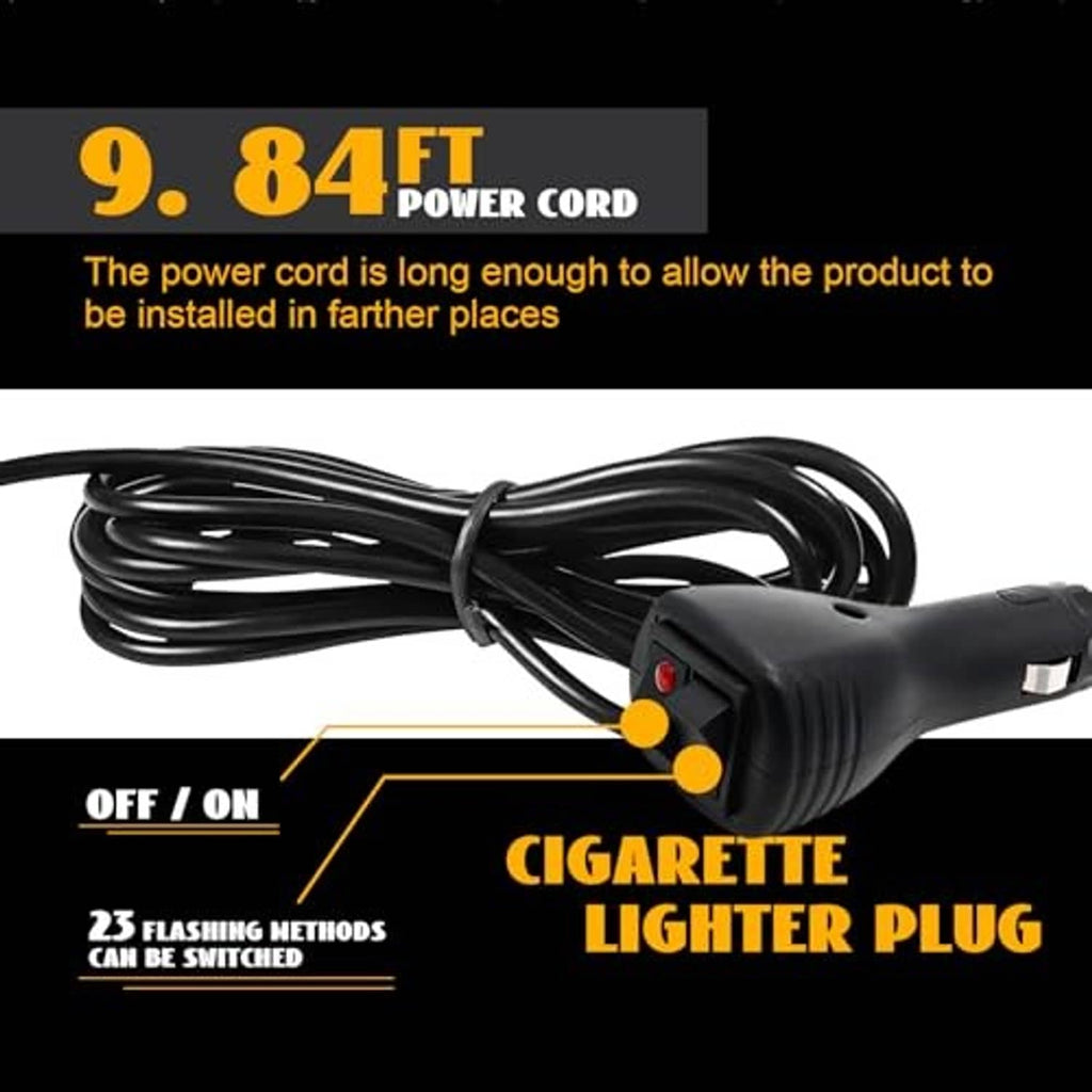 LED strobe light power cable with cigarette lighter plug and on/off switch.