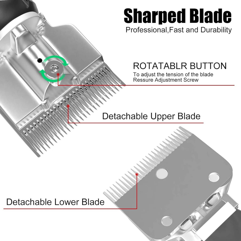 Stainless steel clipper blade with rotatable button and detachable upper blade