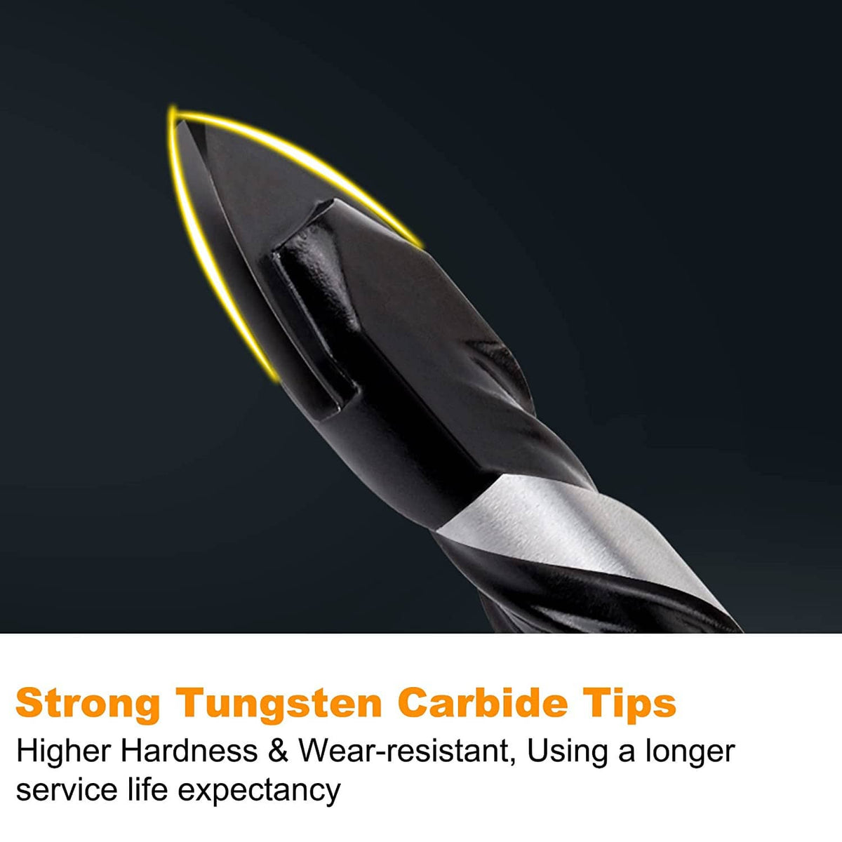 Single masonry drill bit with pointed carbide-style tip