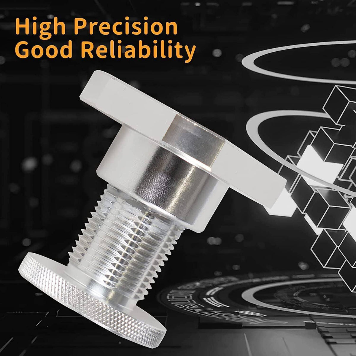 Silver threaded firewall adjuster with knurled grip base and mounting flange