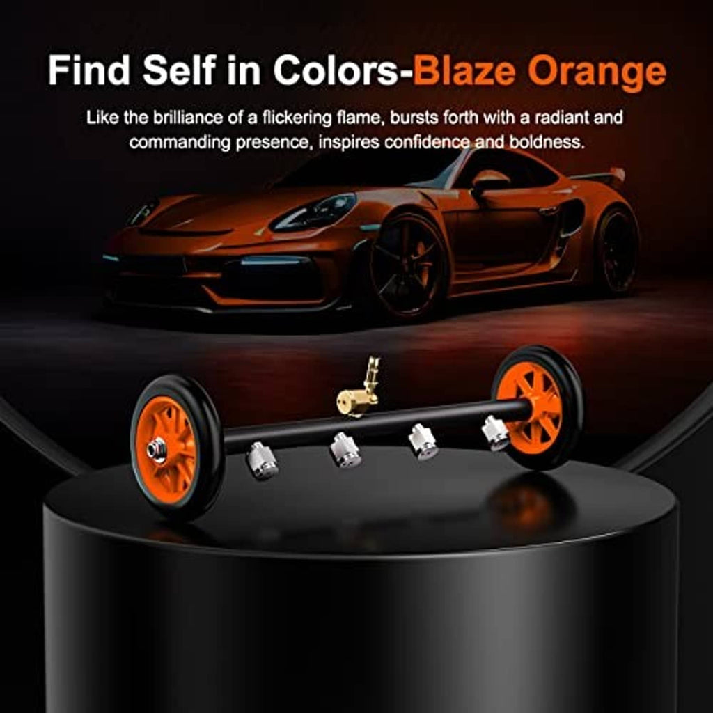 Undercarriage washer attachment parts with orange wheels and brass coupler