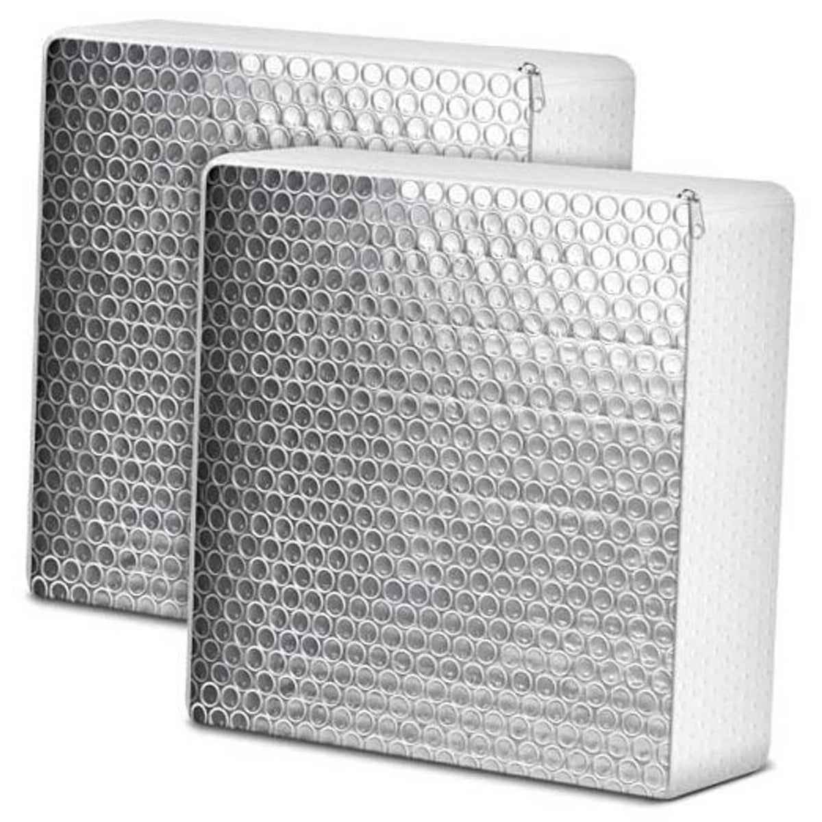 RV vent insulator covers, reflective bubble foil with white foam backing, set of two