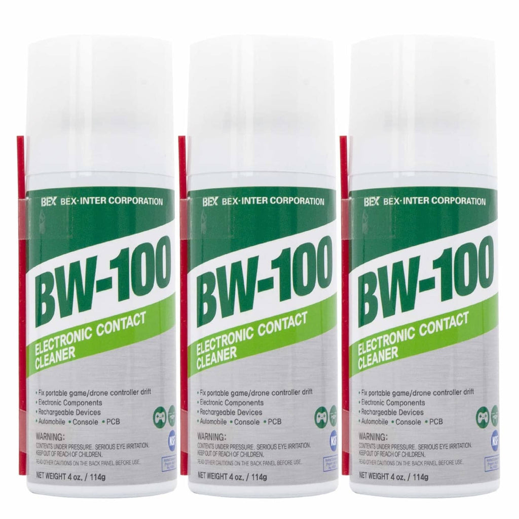 3-pack BW-100 electronic contact cleaner spray bottles, white with green label