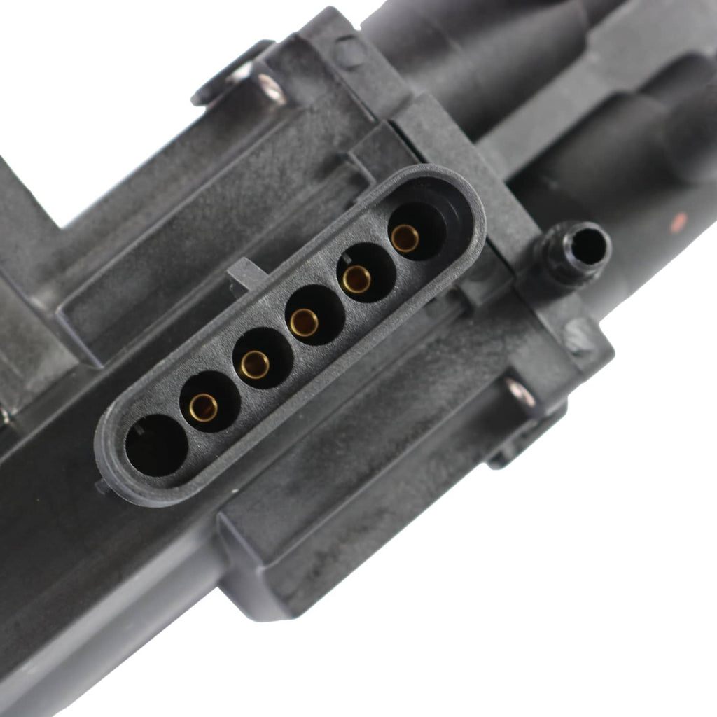 Fuel tank selector valve close-up of five inlet terminals with orange contacts