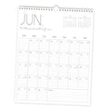 Vertical wall calendar, white monthly planner with notes grid and ring hanger at top
