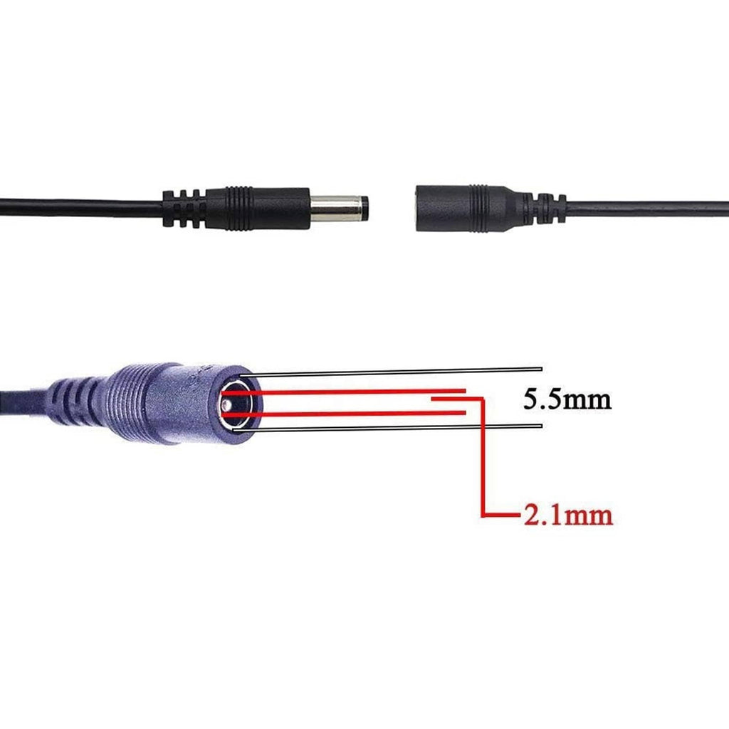 Inline on/off switch cable with 5.5mm/2.1mm DC connector ends