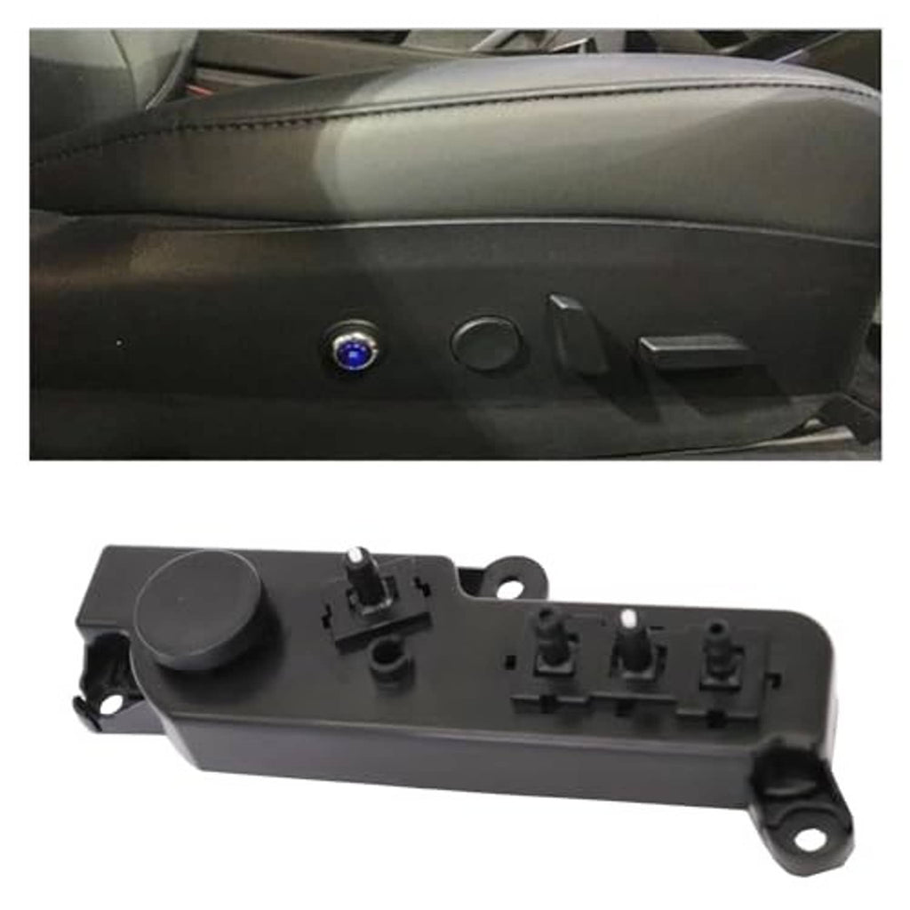 Installed left power seat control switch with dark button on the seat side