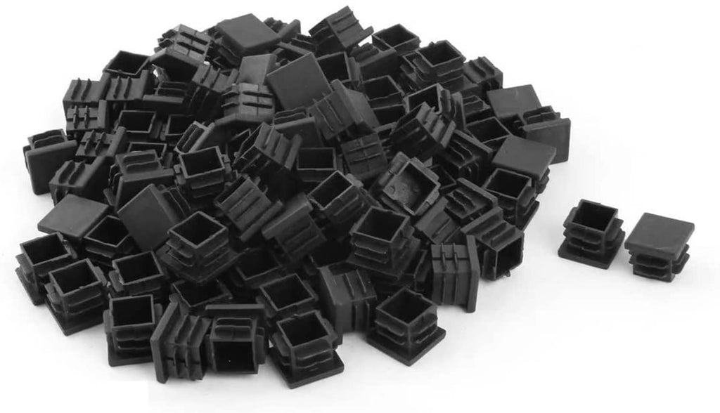 Black square plastic tubing plugs, 3/4 in cap ends, pack of 50
