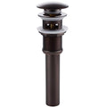Oil-rubbed bronze vessel sink pop-up drain with round cap and threaded body