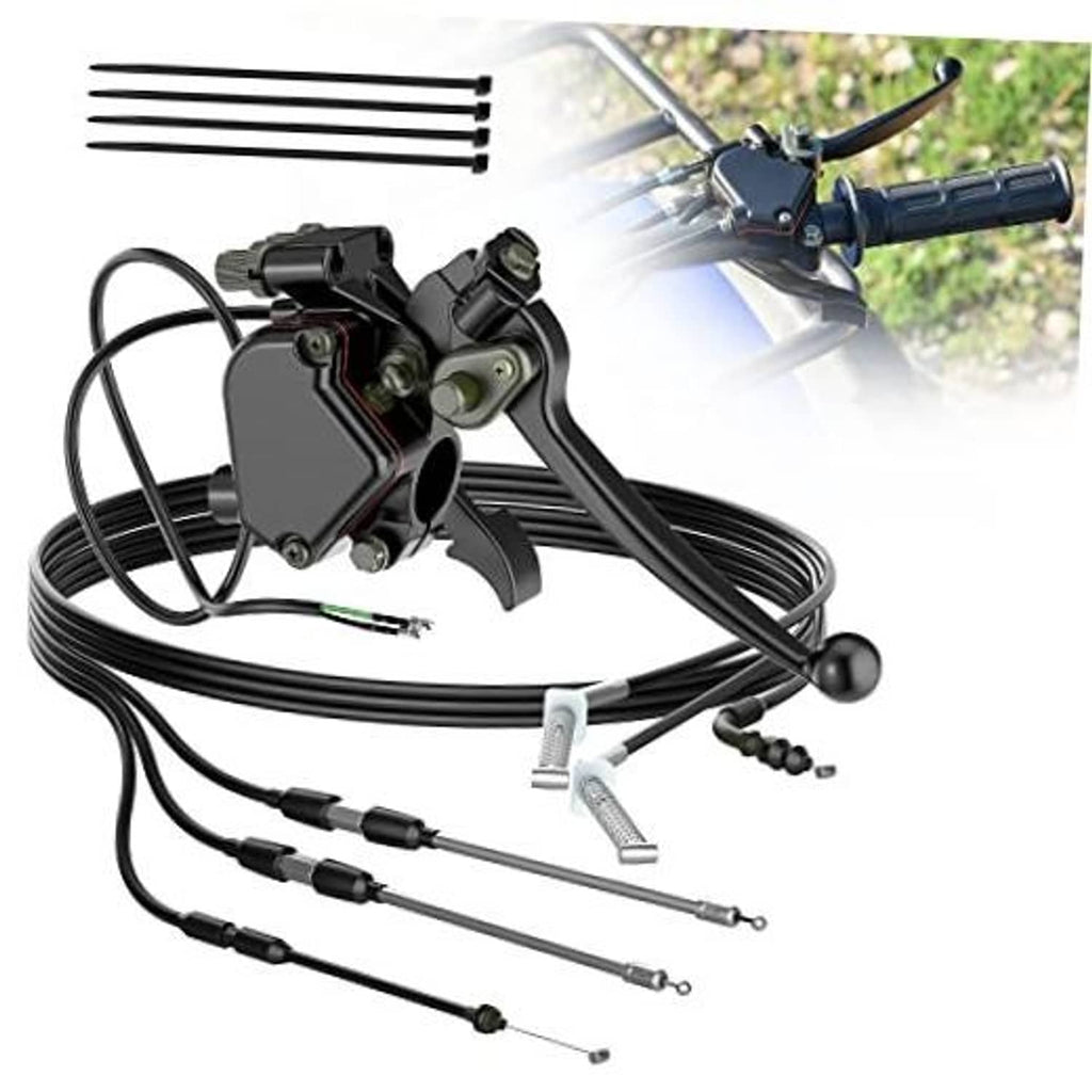 ATV thumb throttle and brake cable kit with black cables and lever control module
