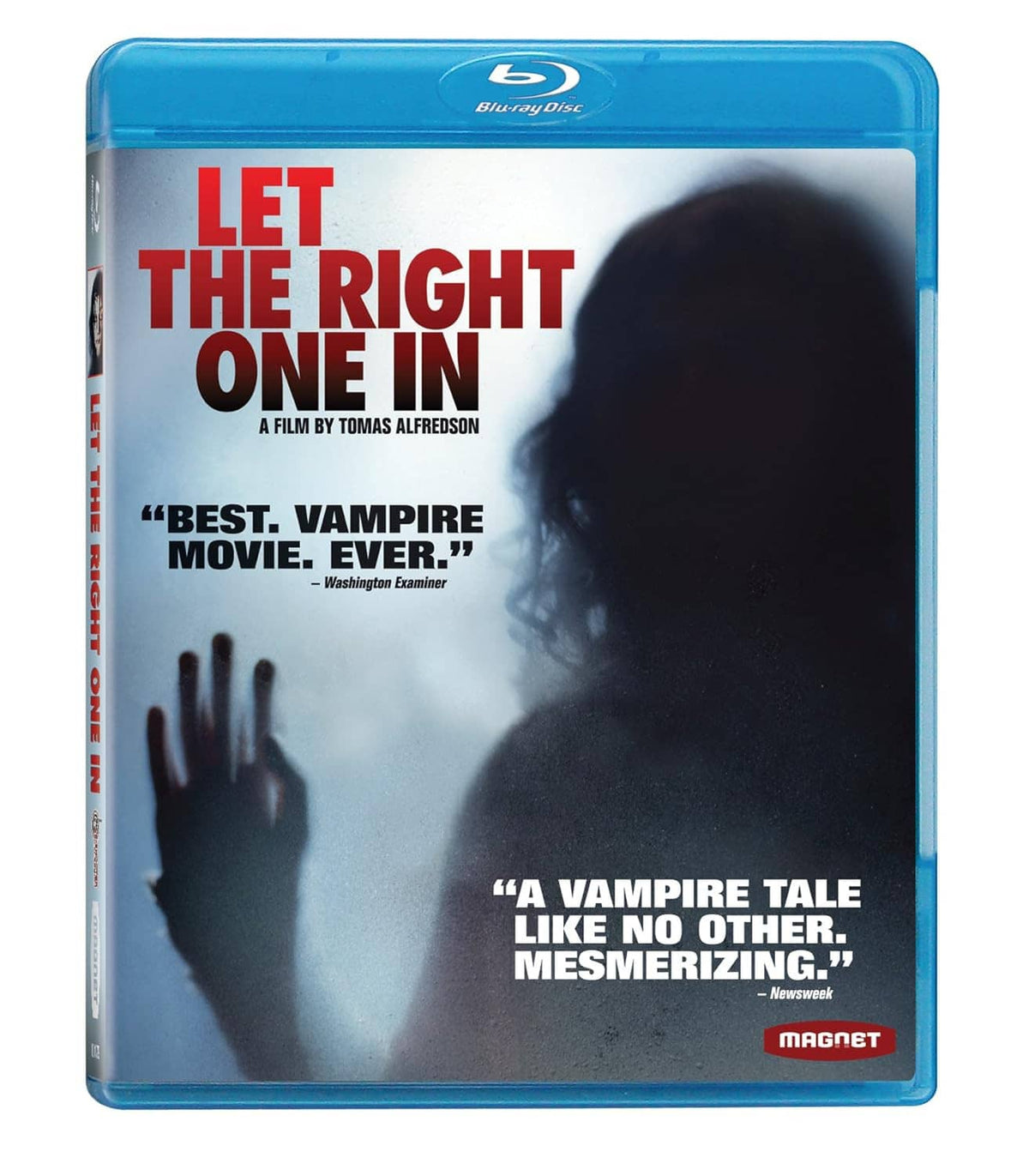 Blu-ray case for Let the Right One In, blue with movie title and slogan