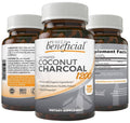 Activated coconut charcoal dietary supplement bottle with front label and 1200 mg
