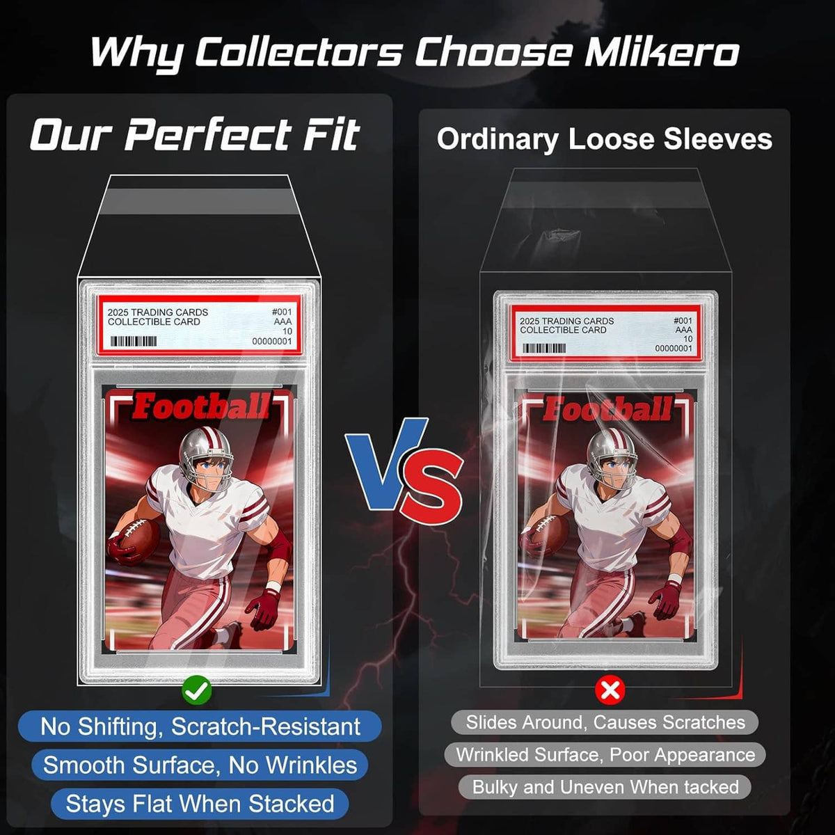 Graded card sleeves comparison showing scratch-resistant protection vs loose sleeves