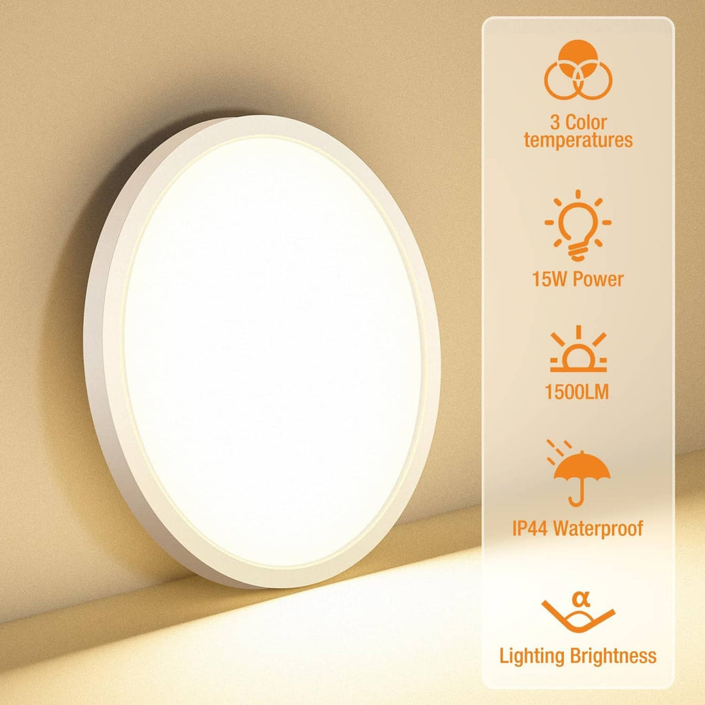 White LED flush mount ceiling light with slim round outer ring housing