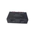 Black 2-way speaker control box with two on/off rocker switches