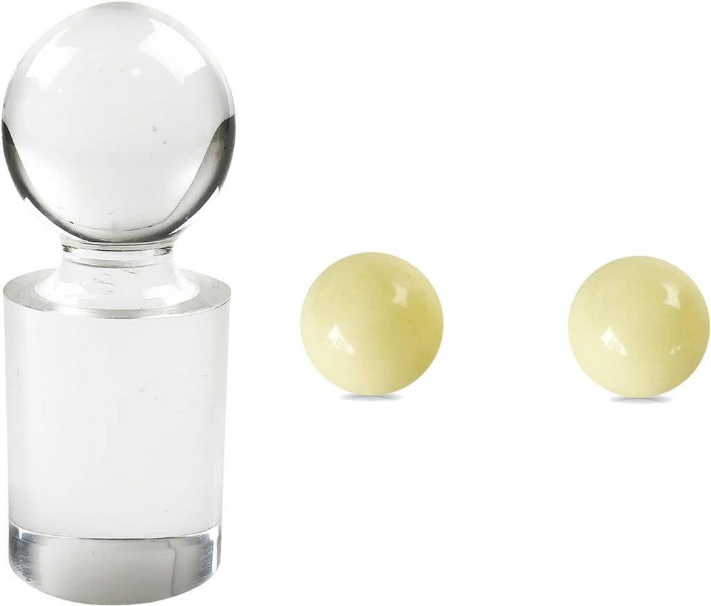 Clear acrylic roulette marker cylinder with round ball top and two pale yellow balls