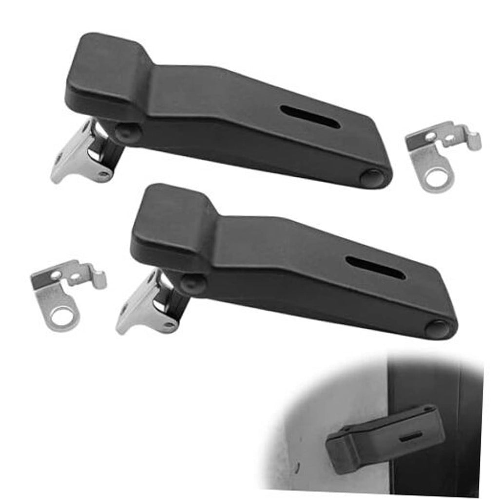 Black rubber front storage rack latch with stainless steel mounting bracket, 2-pack