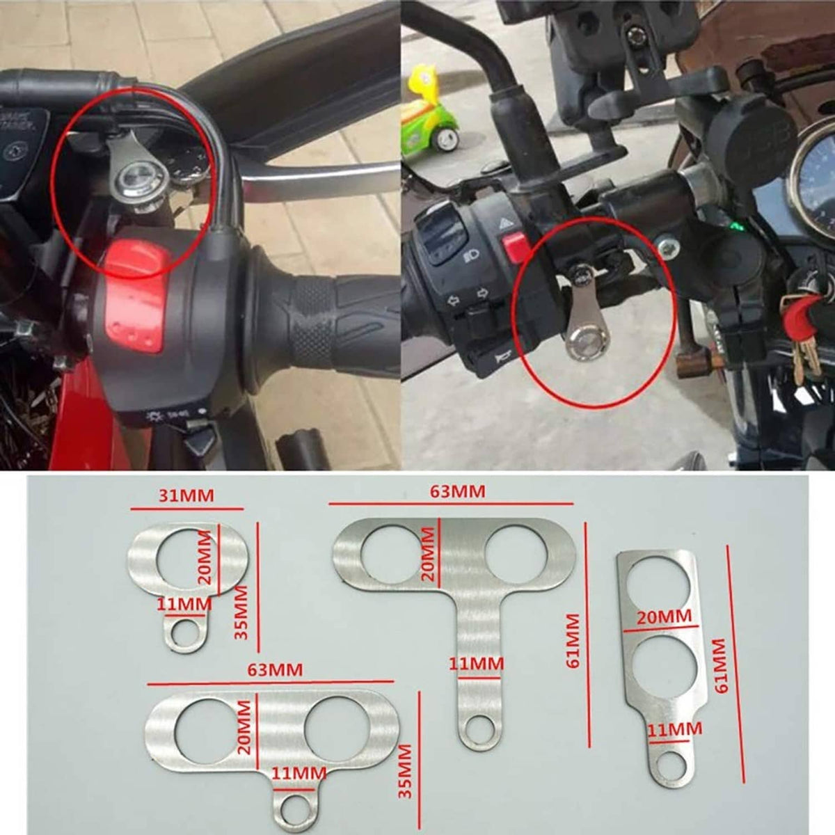 Handlebar-mounted LED switch with blue LEDs and included mounting hardware