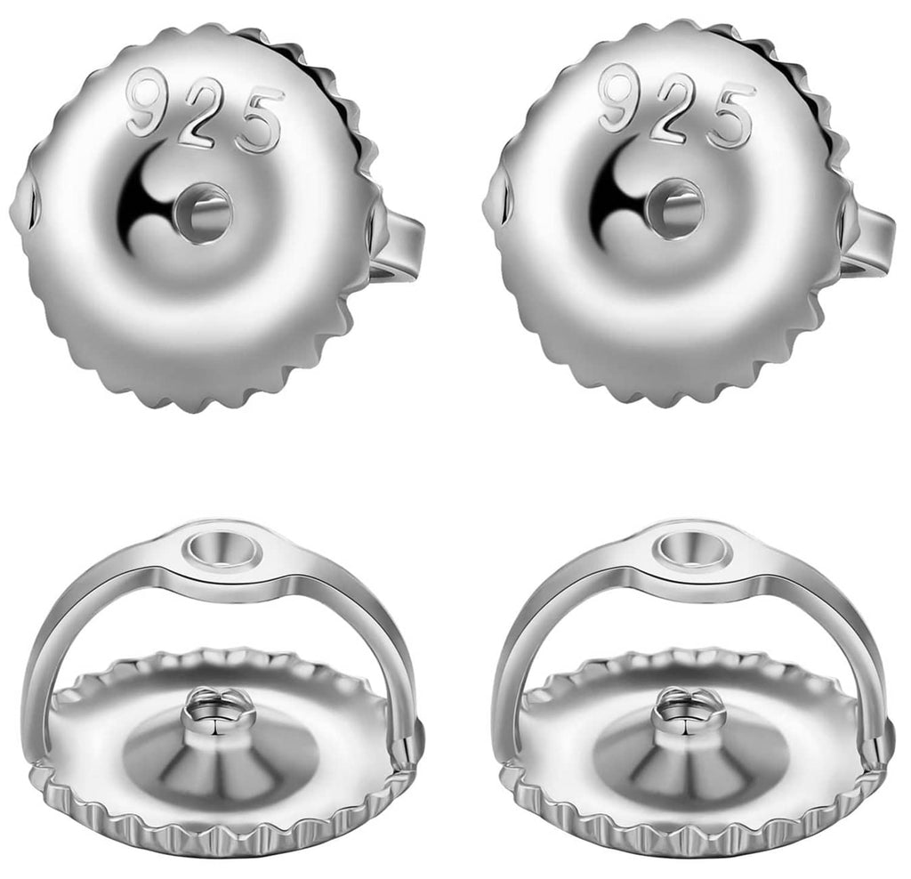 Sterling silver screw earring backs with 925 stamp, pair