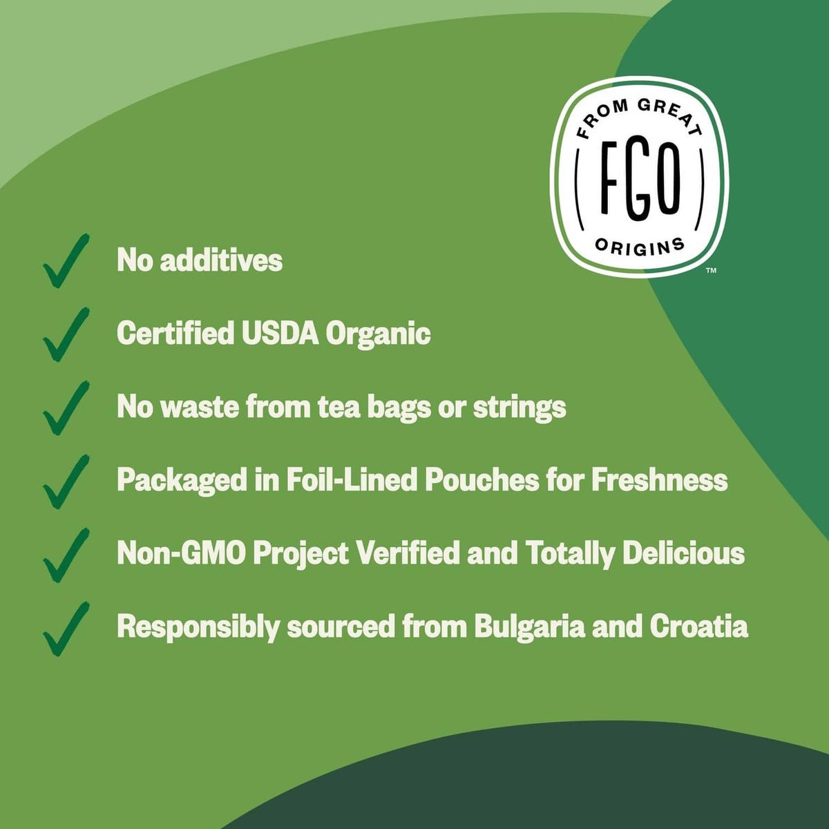 Organic nettle leaf tea pouch with USDA organic and no additives icons