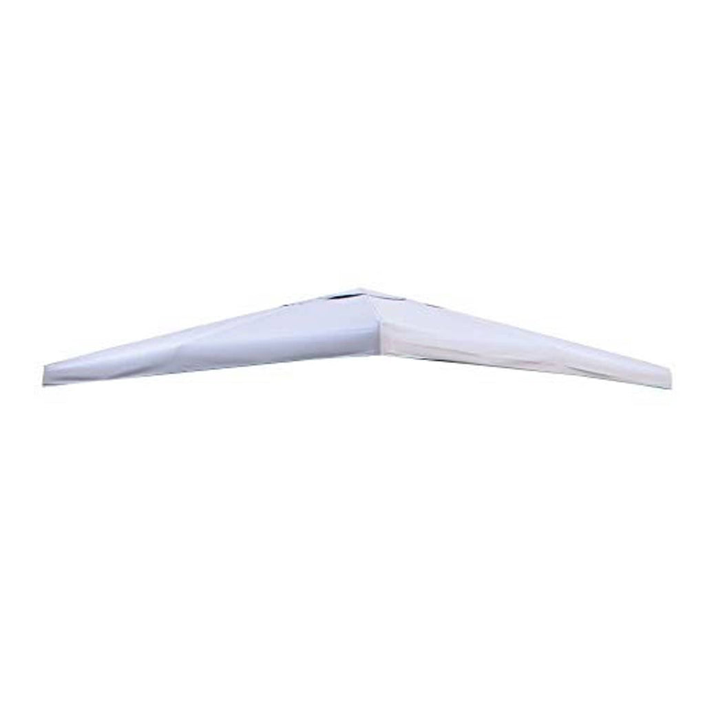 Gazebo canopy roof corner with angled seams and light fabric panels
