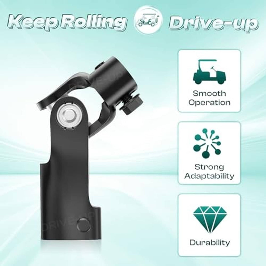 Black metal steering lower yoke for golf cart with circular bearing mounts
