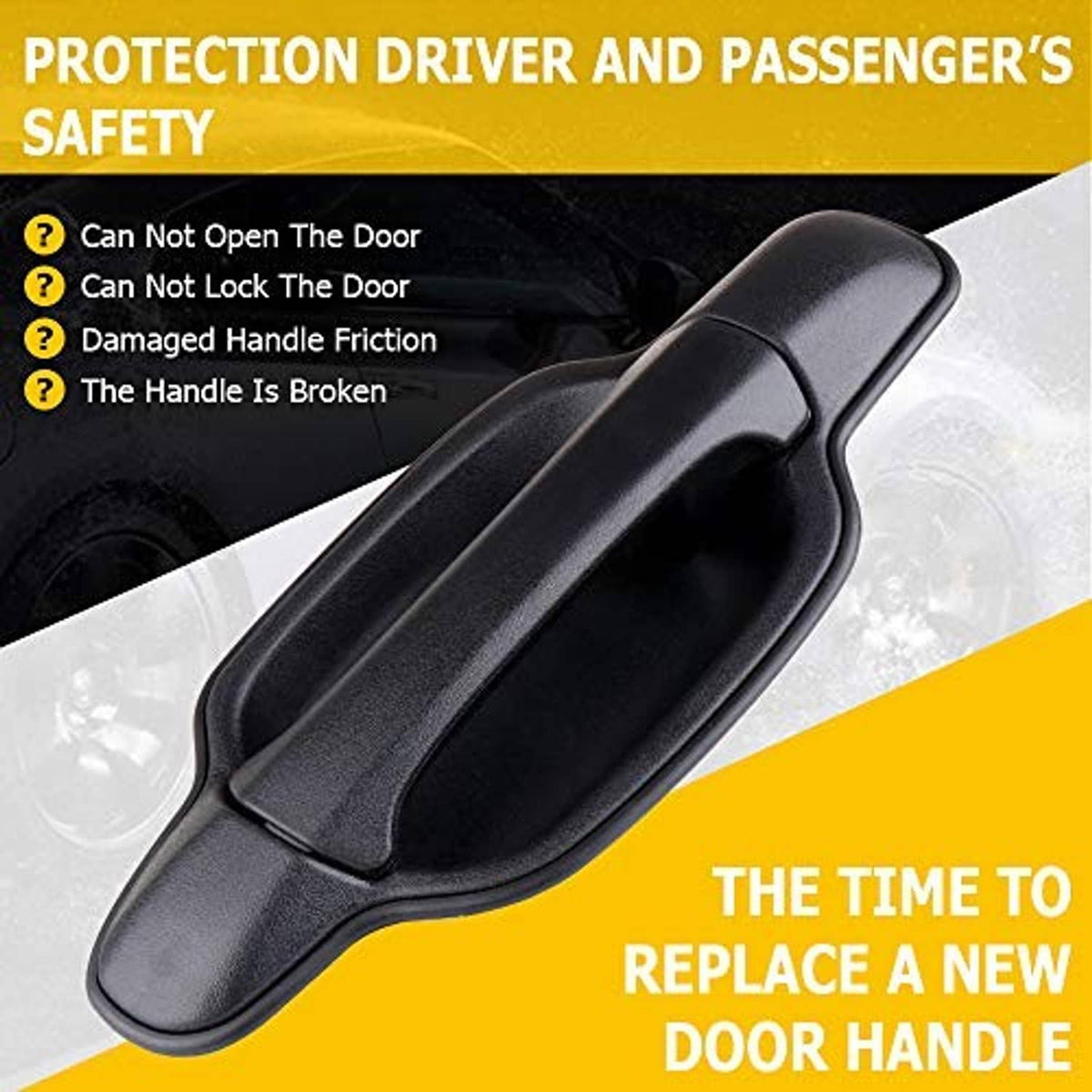 Exterior rear passenger right-side door handle, dark gray, curved lever shape