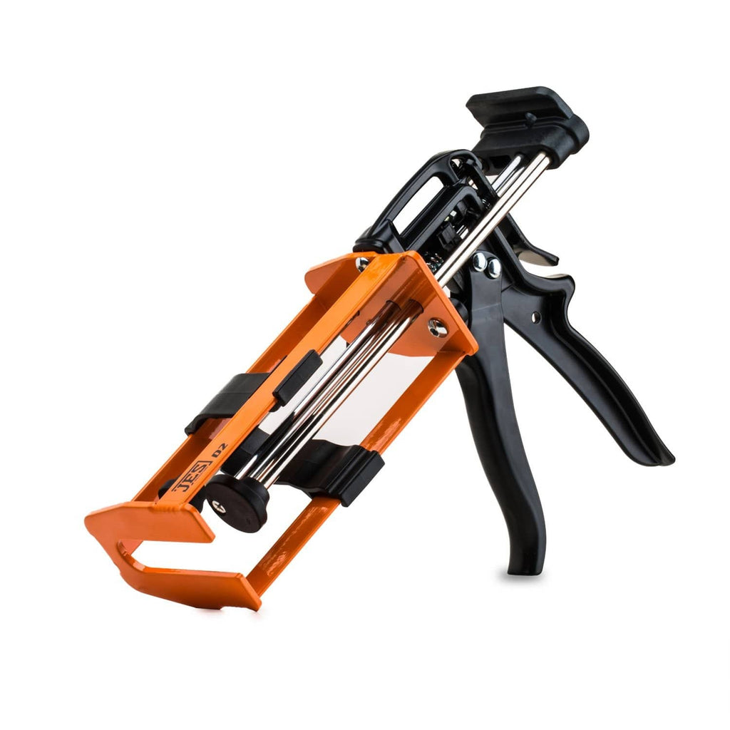 Dual component applicator gun, orange and black, for 1:1 and 2:1 mix