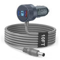 Grey coiled car DC charger cable with cigarette-lighter plug and LED power display