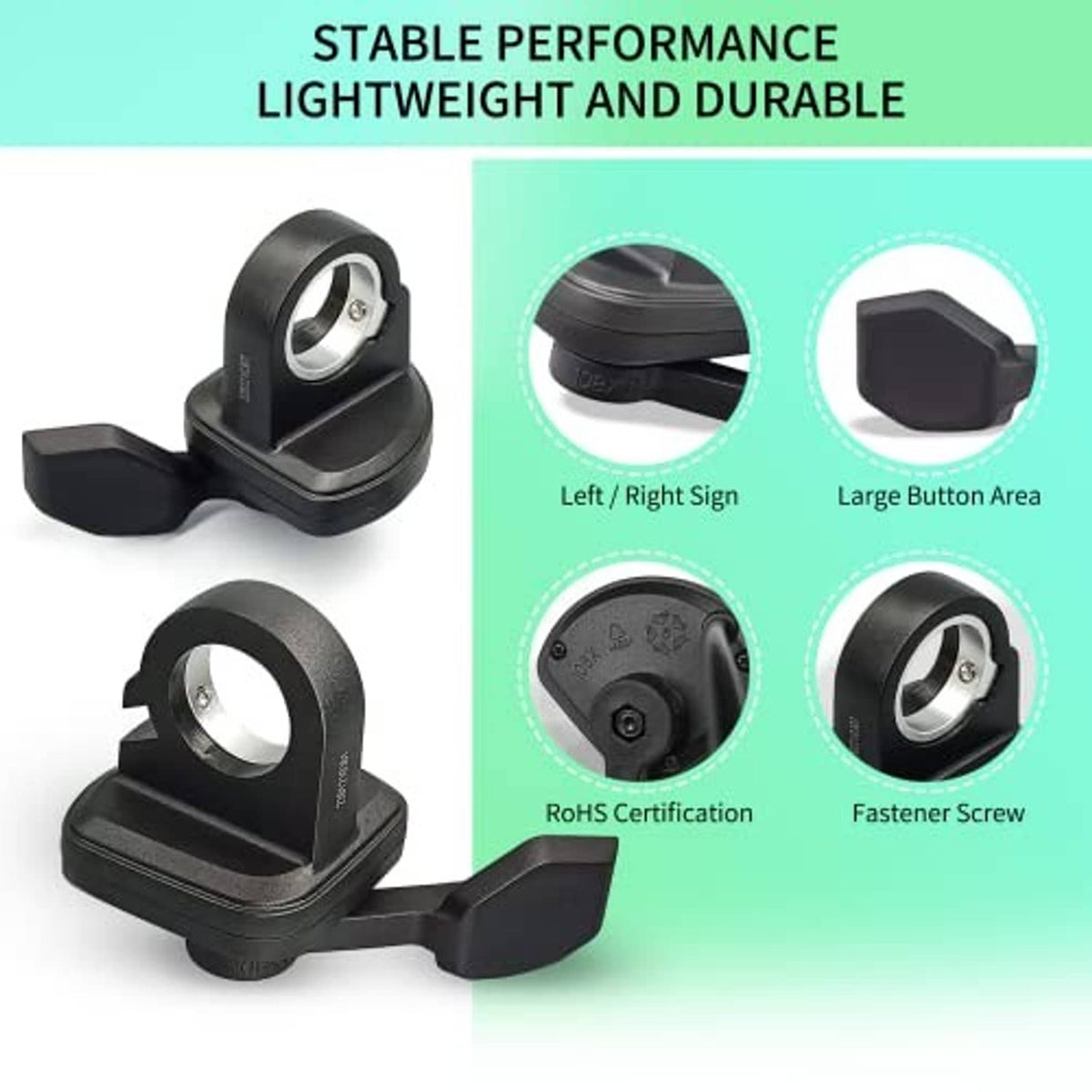 Black thumb throttle clamp with mounting screws and circular sensor opening