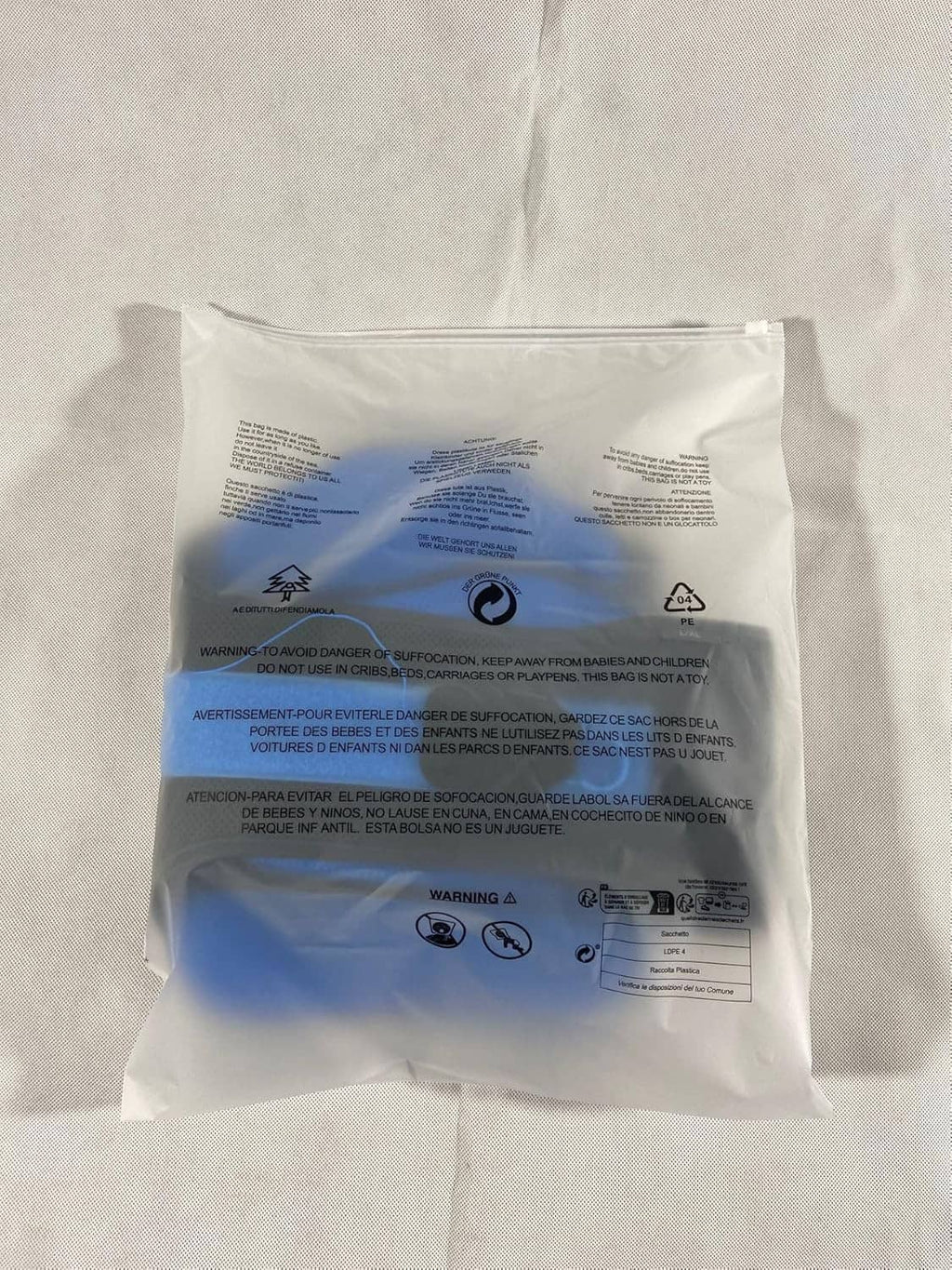Lumbar support belt package back side with warning icons and instruction text