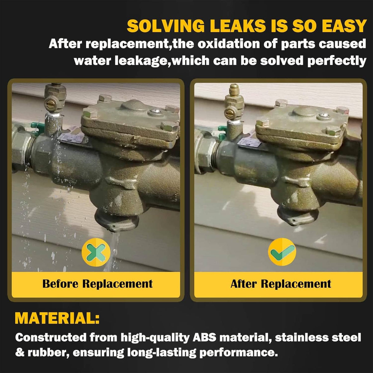 Backflow preventer repair kit replacing valve parts to help stop leaks on brass unit