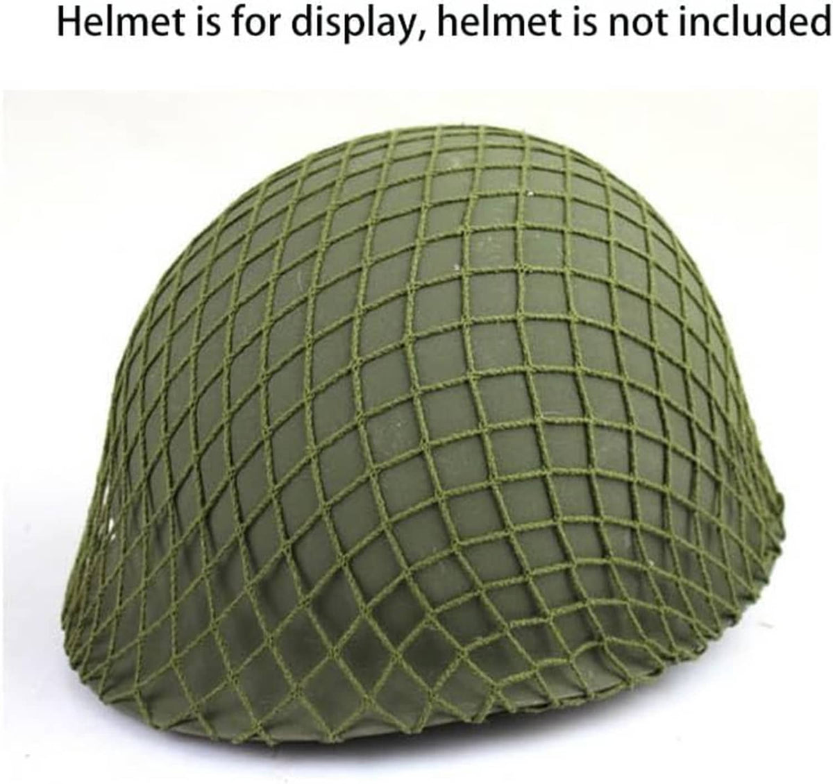 Olive green grid mesh helmet cover with smooth crown panel and side button detail
