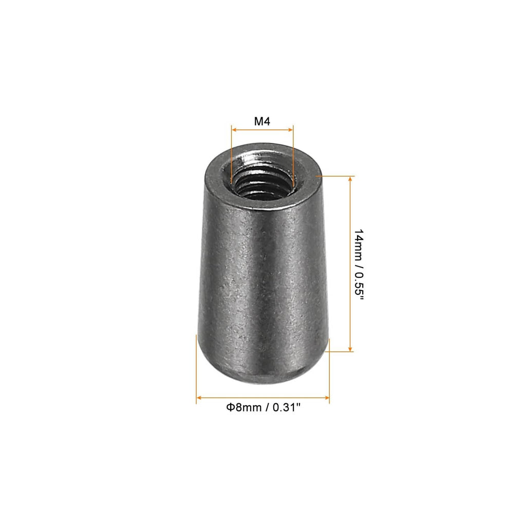 Metal toggle switch knob cap with M4 threaded hole, cylindrical dark gray