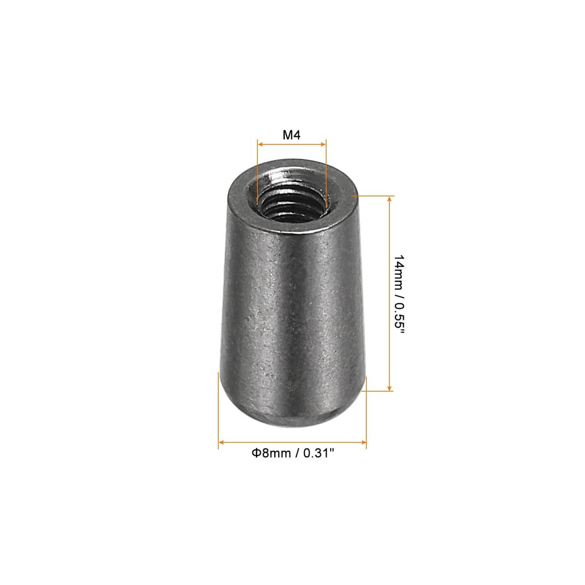 Metal toggle switch knob cap with M4 threaded hole, cylindrical dark gray