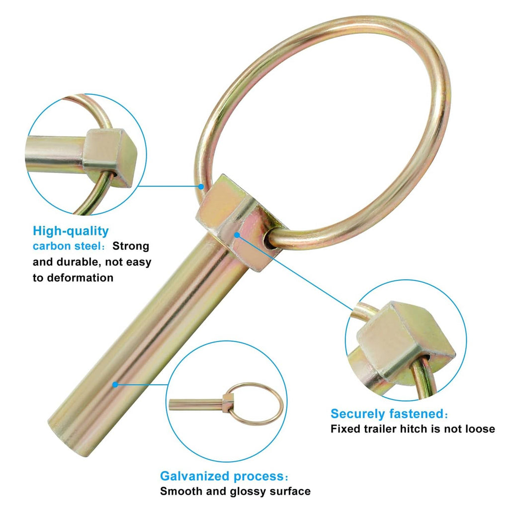 Galvanized lynch pin with ring and locking shaft, secure fastening