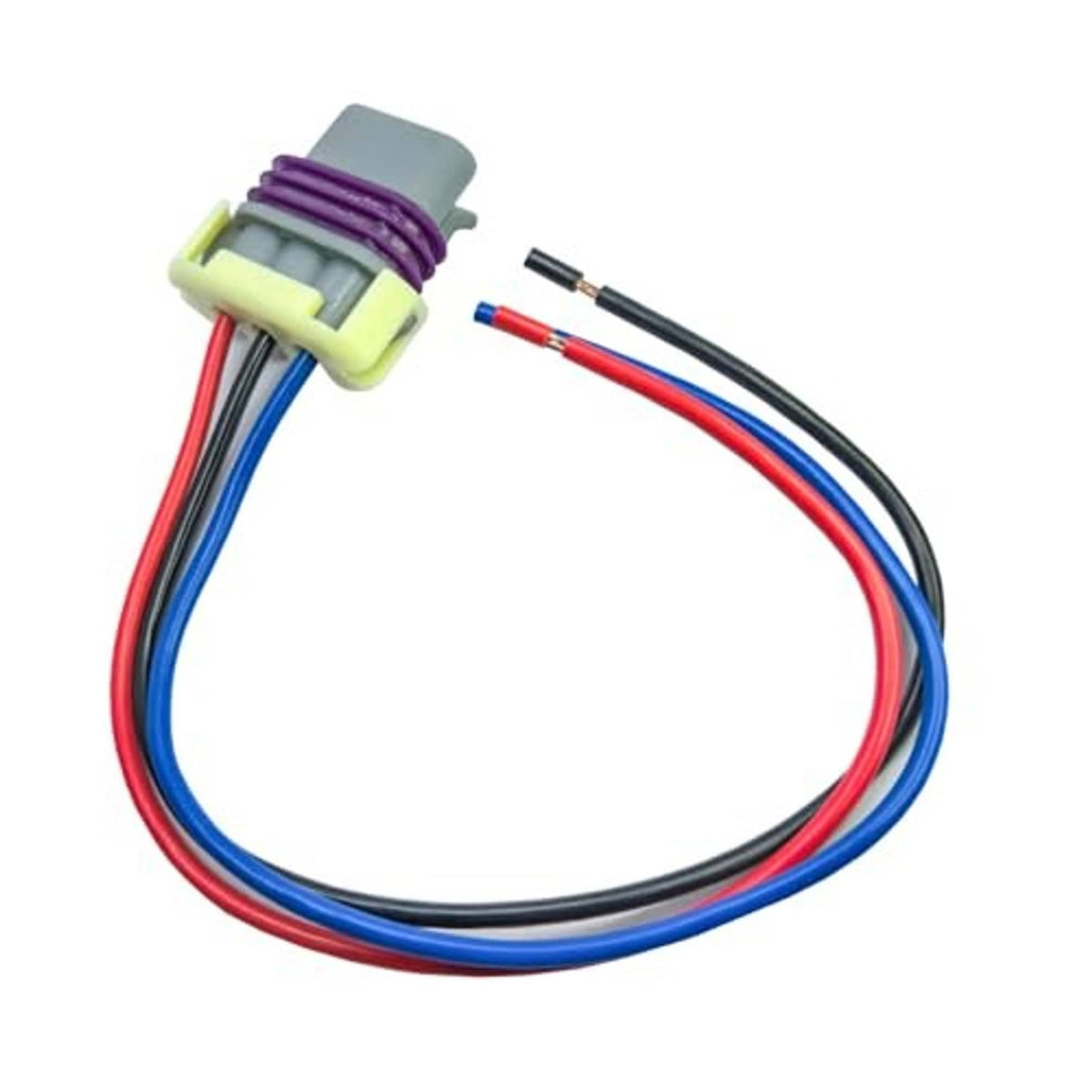 3-pin CKP connector pigtail cable with gray plug, purple coil, and bare wire ends